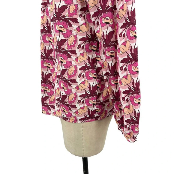 J. Crew‎ Smocked Button-Back top Liberty Butterfield Poppy Organic Cotton Small - Picture 7 of 13